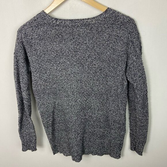 Madewell Landmark Texture Knit Sweater Marled Black Size XS Crew Neck Zipper Top - Picture 10 of 12